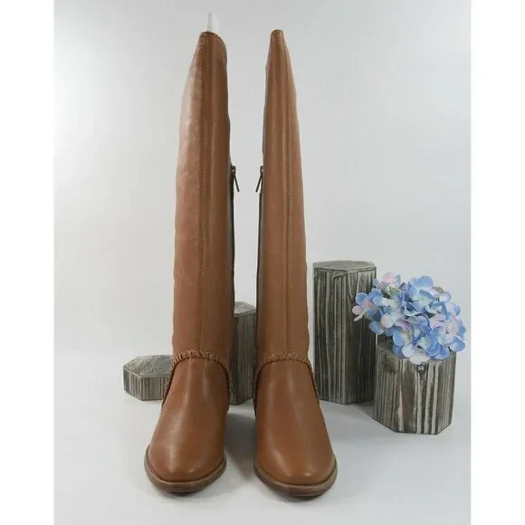 UGG Caramel Leather Gracen Whipstitch Tall Boots 6 - Picture 2 of 9